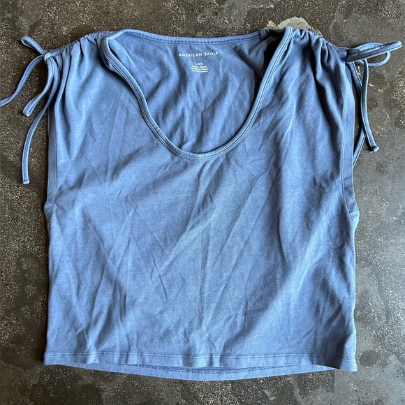 American Eagle Outfitters Tops - American Eagle | Blue Tie Sleeve Relaxed Top